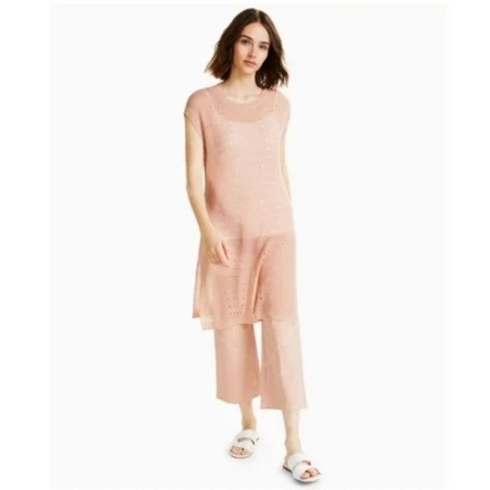 Alfani‎ ribbed knit tunic,sweater,Linen blend,side slits,M